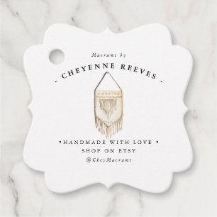 Etiquetas Para Lembrancinhas Logotipo de Macrame de Aquarela   Marca de travame