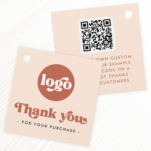 Etiquetas Para Lembrancinhas Logotipo retroativo QR terracotta obrigado que voc