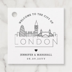 Etiquetas Para Lembrancinhas London Skyline Favor de Boas-vindas