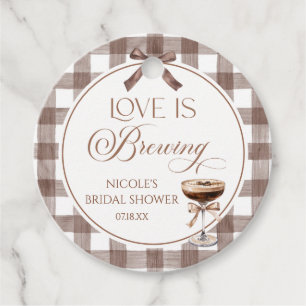 Etiquetas Para Lembrancinhas Love Is Brewing Expresso Martini Laço de Noiva Chá