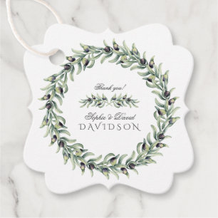 Etiquetas Para Lembrancinhas Lush Watercolor Olive Branch Wreath Casamento
