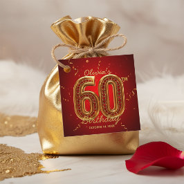 Etiquetas Para Lembrancinhas Luxo Vermelho e Dourado Brilho Rubi Jóia Aniversár