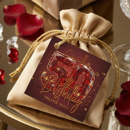 Etiquetas Para Lembrancinhas Luxury Ruby Red and Gold 50th Birthday Thank You