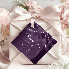 Etiquetas Para Lembrancinhas Luzes de Árvore Rústica Roxa com Iniciais Gravadas