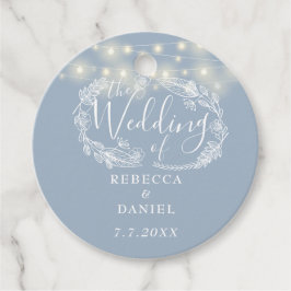 Etiquetas Para Lembrancinhas Luzes de Corda Floral Azul Poeirento Casamento