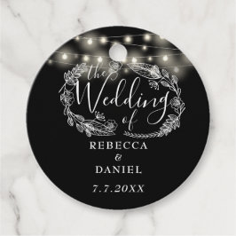 Etiquetas Para Lembrancinhas Luzes de Corda Floral Preto e Branco Casamento