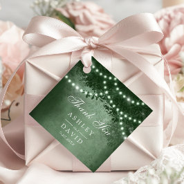 Etiquetas Para Lembrancinhas Luzes de dossel de árvore rústica verde, casamento