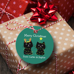 Etiquetas Para Lembrancinhas Luzes de Natal de Gato Bonito Duas Luzes de Natal