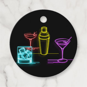 Etiquetas Para Lembrancinhas Luzes Neon Coloridas Coquetéis Aniversário de 21 A