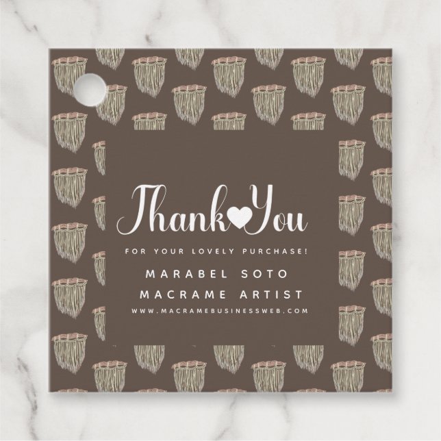 Etiquetas Para Lembrancinhas Macrame Empresa artesanal Obrigado Apreciação C (Frente)