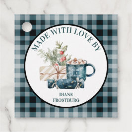 Etiquetas Para Lembrancinhas "Made With Love By" Teal Comida de Natal Azul