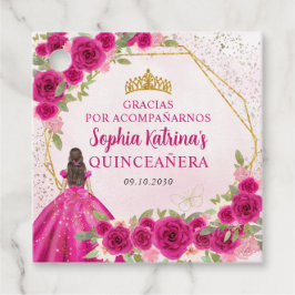 Etiquetas Para Lembrancinhas Magenta Rosa Dourada Princesa Floral Tiara Gracias