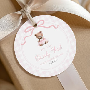 Etiquetas Para Lembrancinhas Mal Podemos Esperar Urso Teddy Rosa Chás de Bebê