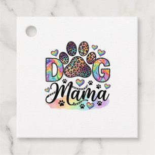 Etiquetas Para Lembrancinhas Mamãe Cachorro Pata Leopardo Arco-íris Aquarela Co