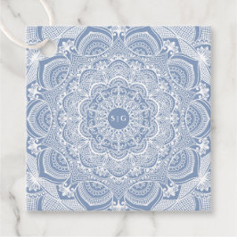 Etiquetas Para Lembrancinhas Mandala branca azul empoeirada elegante