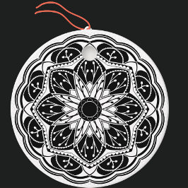 Etiquetas Para Lembrancinhas Mandala floral preto e branco 