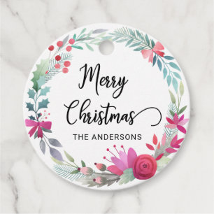 Etiquetas Para Lembrancinhas Manuscrito Feliz Natal Holly Wreath Chic