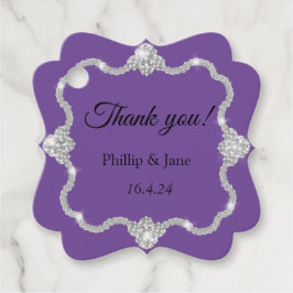 Etiquetas Para Lembrancinhas Marca de Favor do Casamento Silver Diamond Elegant