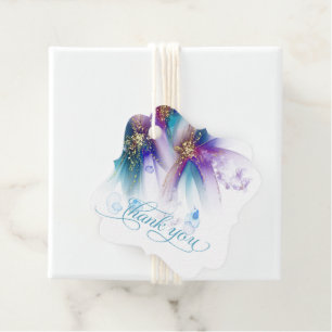 Etiquetas Para Lembrancinhas MARCA DE FAVOR Teal Ametist Abstrato Floral Eleg