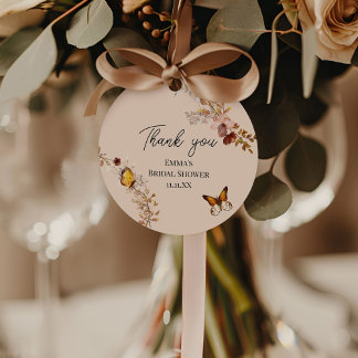 Etiquetas Para Lembrancinhas Marca de presente de outono Bege com Flor Silvestr