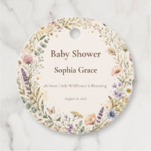 Marcas de Favor de Chá de Bebê Boho Wildflower