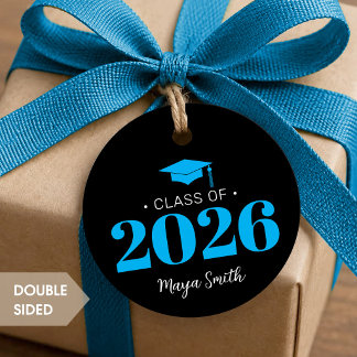 Etiquetas Para Lembrancinhas Marcas de Favor de Formatura Preto Azul Moderno