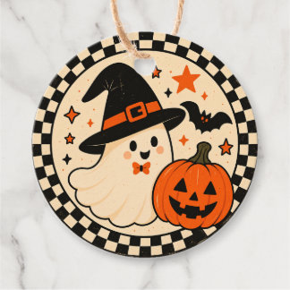 Etiquetas Para Lembrancinhas Marcas de Favor de Halloween Vintage | Gato Preto