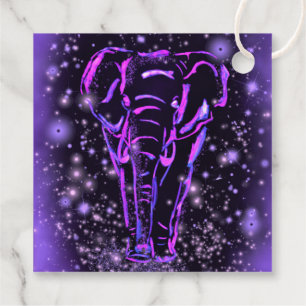 Etiquetas Para Lembrancinhas Marcas de Favor Rosa Roxo Elefante Na Noite Estrel