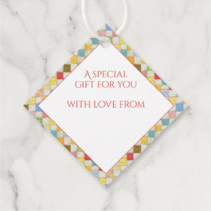 Etiquetas Para Lembrancinhas Marcas de Presente em Mosaico de Colcha / Branco