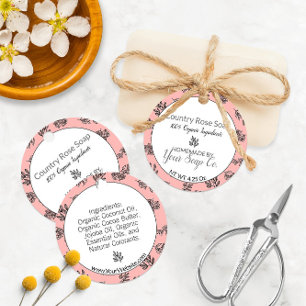 Etiquetas Para Lembrancinhas Marcas de sabão com desenho de Rosa Corada 🌹 e Fo