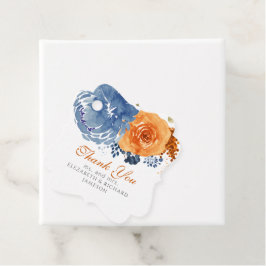 Etiquetas Para Lembrancinhas Marinho Azul, Laranja Queimada, Casamento Floral,