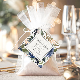 Etiquetas Para Lembrancinhas Marinho Azul Padrão Floral Casamento de Aquarela