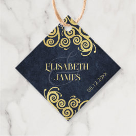 Etiquetas Para Lembrancinhas Marinho Clássico Azul e Suavimentos Dourados Casam