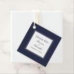 Etiquetas Para Lembrancinhas Marinho Clássico Casamento Elegante Azul Obrigado<br><div class="desc">Com estilo clássico e simplicidade elegante, esta etiqueta favorita do casamento tem um quadro azul marinho ao redor do texto com uma fina borda dupla em cinzas. Personalize o modelo de texto com o texto desejado. Esse design versátil pode ser usado para casamentos, festas de noivado, aniversários, aniversários ou outros...</div>
