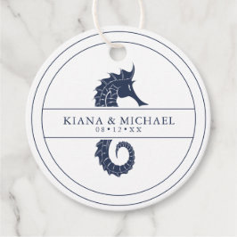 Etiquetas Para Lembrancinhas Marinho de Casamento de Cavalo de Onda Azul/Wht ID