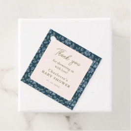 Etiquetas Para Lembrancinhas Marinho Frost Bloom Floral Chá de fraldas Obrigado