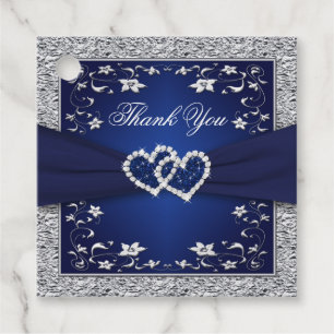 Etiquetas Para Lembrancinhas Marinho, Silver Floral, Casamento de Corações