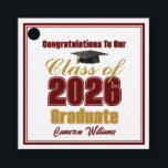 Etiquetas Para Lembrancinhas Maroon Gold Class of 2026 Custom Graduation Party<br><div class="desc">Customize your own maroon and gold high school Class of 2026 graduate favor tags for a high school or college graduation party. Cool varsity letters for the year on a great custom commemorative keepsake for seniors.</div>