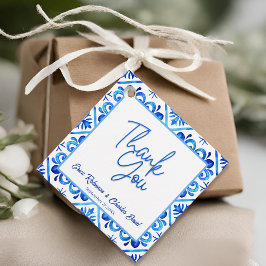 Etiquetas Para Lembrancinhas Marroquino Azul e Branco Obrigado Favor do Casamen