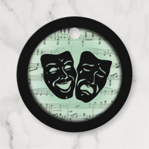 Etiquetas Para Lembrancinhas Máscaras Gregas de Música Verde e Teatro