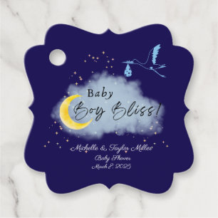 Etiquetas Para Lembrancinhas Meia-noite Blue Starlit Baby Boy Stork