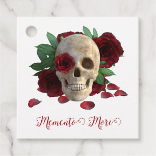 Etiquetas Para Lembrancinhas Memento Mori. Caveira com rosas vermelhas