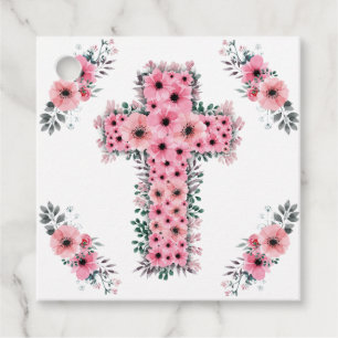 Etiquetas Para Lembrancinhas Menina Chic Primeira Santa Comunhão Flor Rosa Cruz