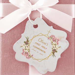 Etiquetas Para Lembrancinhas Menina Primeira Comunhão Orquídeas Rosa Dourado Fl
