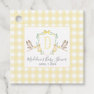 Etiquetas Para Lembrancinhas Menina Stork Yellow Gingham Favor Tags