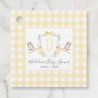 Etiquetas Para Lembrancinhas Menina Stork Yellow Gingham Favor Tags