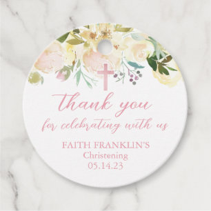 Etiquetas Para Lembrancinhas Meninas Blush Floral Obrigado Comunhão Baptism