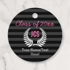 Etiquetas Para Lembrancinhas Meninas personalizadas Monograma preto-e-rosa Fest