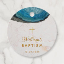 Menino Baptism Blue Geode White Marble Cross Doura