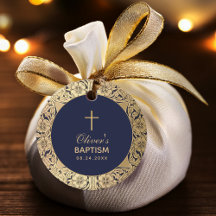 Menino Baptismo Marinho  Azul Rosas Dourados Elega